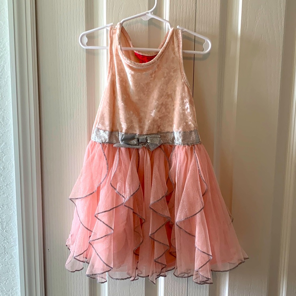 Betsey Johnson Girls Pink/Silver Velvet Dress